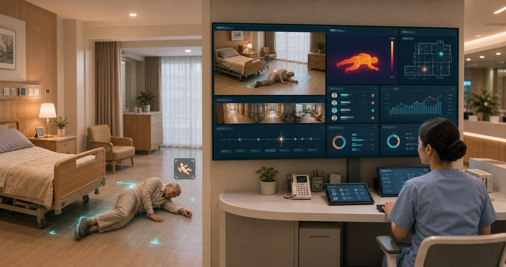 Long-term care safety detection scene
