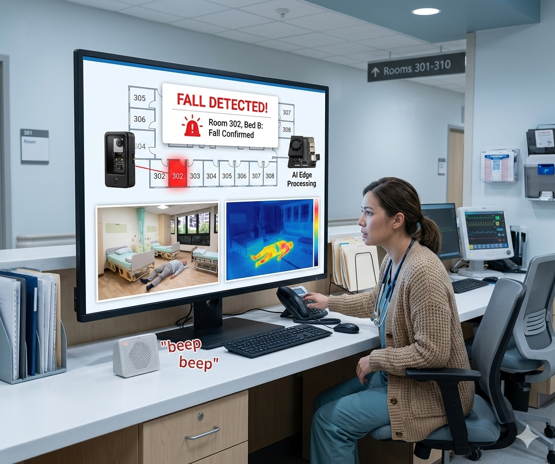 Nursing-station monitoring scene